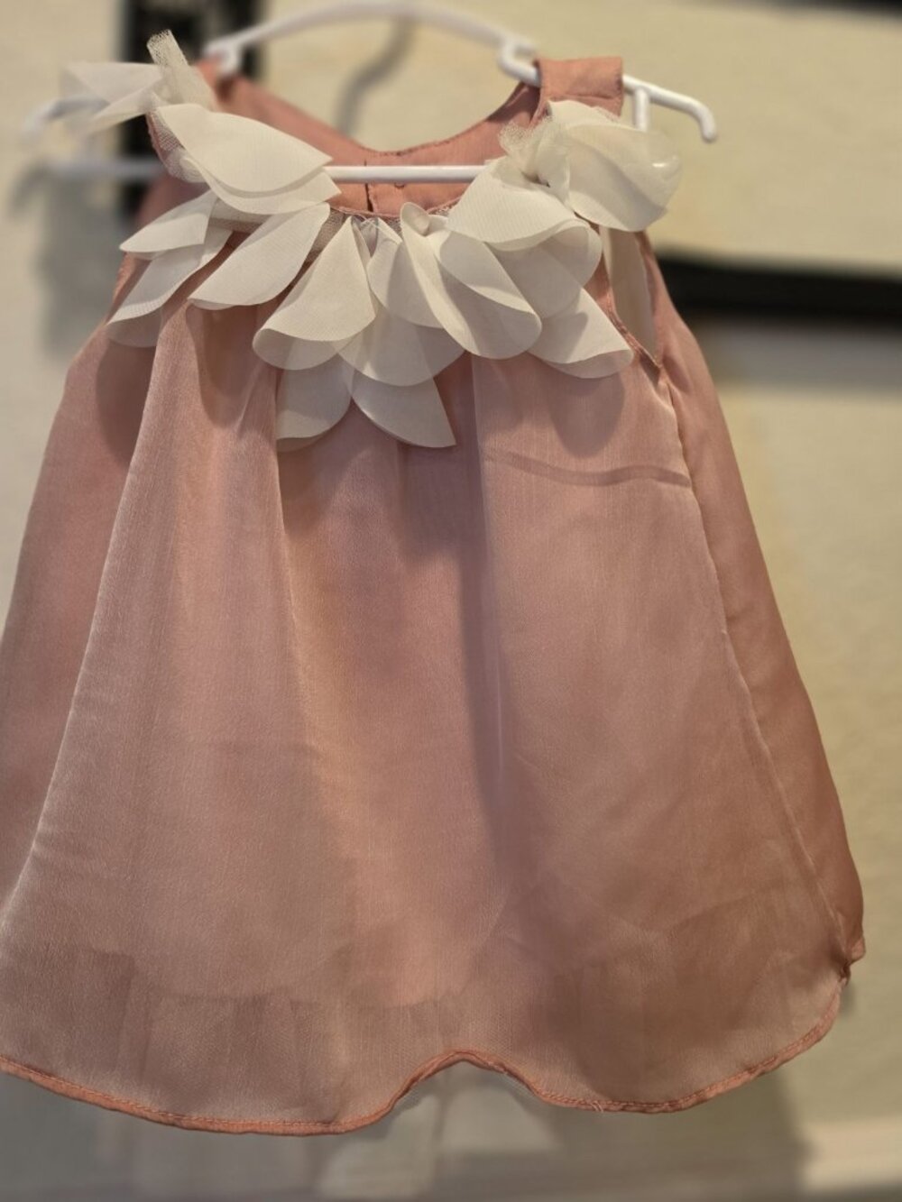 Miniclasicos Girls Dusty Pink Chiffon Dress Flower Detail 18 mo